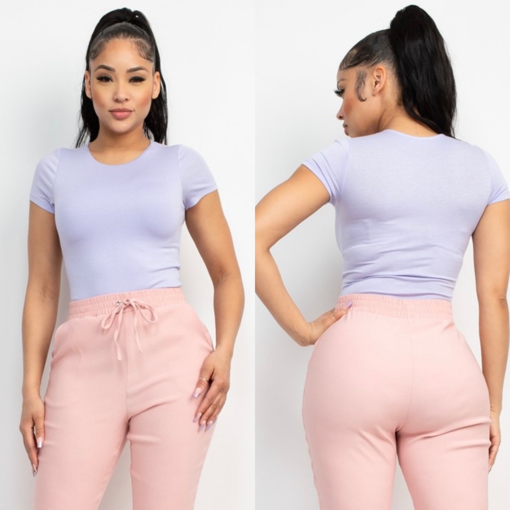 Lilac short sleeve stretchy top